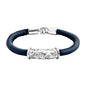 Pulsera Baño de rodio, piel natural nappa, diseño hojas de laurel