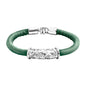Pulsera Baño de rodio, piel natural nappa, diseño hojas de laurel
