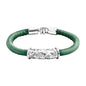 Pulsera Baño de rodio, piel natural nappa, diseño hojas de laurel