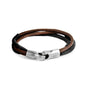 Pulsera para hombre con piel natural de vaca, detalles en hilo encerado y broche en terminado acero - Joyería y bisutería fina