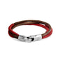 Pulsera para hombre con piel natural de vaca, detalles en hilo encerado y broche en terminado acero - Joyería y bisutería fina