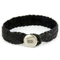 Pulsera para hombre con piel natural de borrego trenzada y broche de botón en terminado acero - Joyería y bisutería fina
