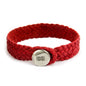 Pulsera para hombre con piel natural de borrego trenzada y broche de botón en terminado acero - Joyería y bisutería fina