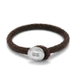 Pulsera para hombre, elaborada con piel natural de borrego trenzada y broche de botón en terminado acero - Joyería y bisutería fina