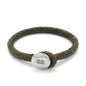 Pulsera para hombre, elaborada con piel natural de borrego trenzada y broche de botón en terminado acero - Joyería y bisutería fina