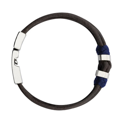 Pulsera para hombre, elaborada con piel natural de vaca, budos en piel natural de borrego, detalles y broche en terminado acero - Joyería y bisutería fina