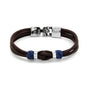 Pulsera para hombre, elaborada con piel natural de vaca, budos en piel natural de borrego, detalles y broche en terminado acero - Joyería y bisutería fina