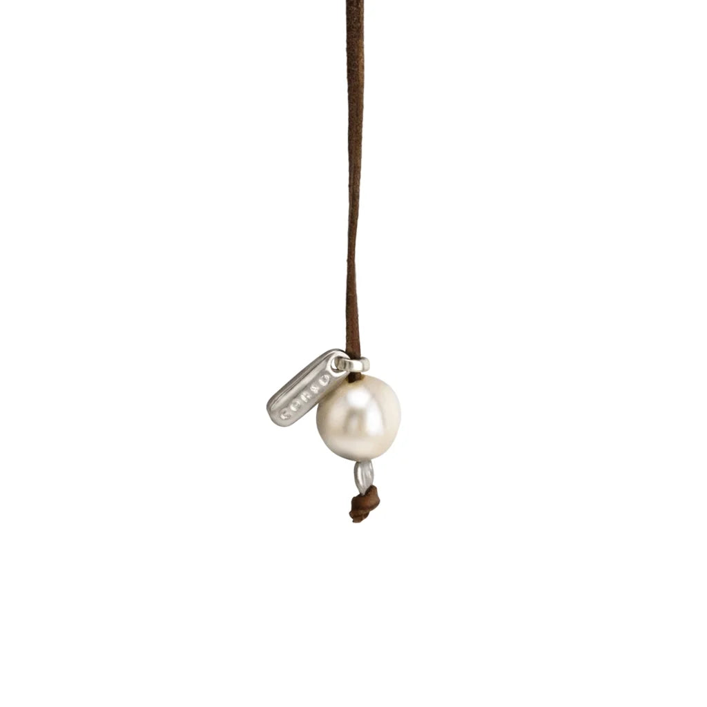 Collar ajustable de piel de canguro con 3 perlas japonesas de 8-10mm - Joyería y bisutería fina