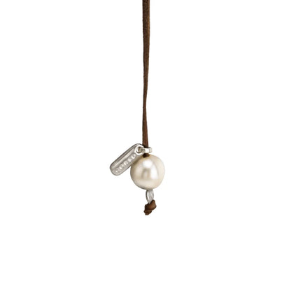 Collar ajustable de piel de canguro con 3 perlas japonesas de 8-10mm - Joyería y bisutería fina