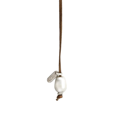 Collar ajustable de piel de canguro con 7 perlas japonesas 8-10mm - Joyería y bisutería fina