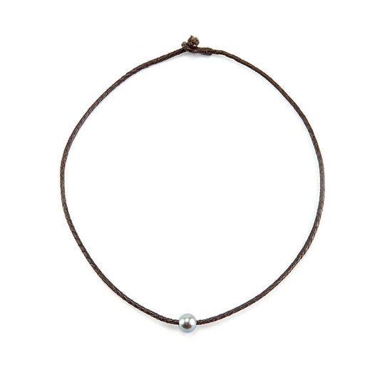Pulsera de piel de borrego en trenza de 4 hilos y 1 perla tahitiana 8-10mm - Joyería y bisutería fina