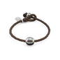 Pulsera de piel natural de borrego en trenza redonda de 4 hilos con perlas tahitianas 8-10mm - Joyería y bisutería fina