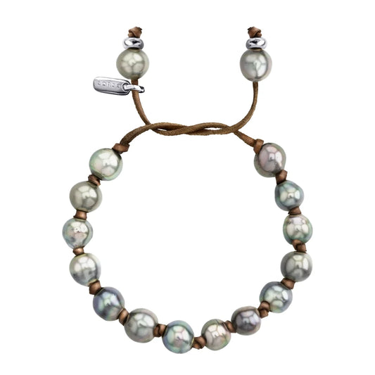 Pulsera de piel de borrego, con 15 perlas tahitianas 8-10mm - Joyería y bisutería fina