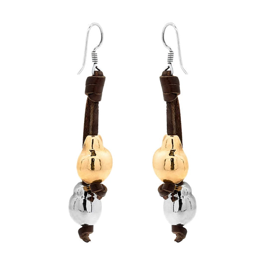 aretes con gancho de plata .925, con perlas en baño de rodio y oro de 22K - Joyería y bisutería fina