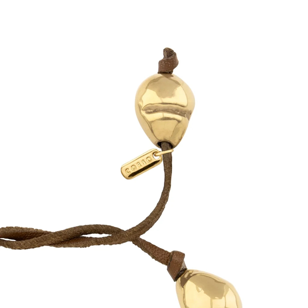 pulsera de piel de canguro con 6 perlas en baño de rodio y 6 perlas en baño de oro de 22K - Joyería y bisutería fina