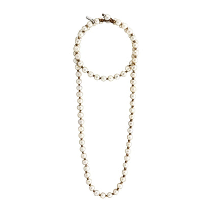 Collar de 45cm de piel canguro, con perlas blancas japones 8-10mm - Joyería y bisutería fina