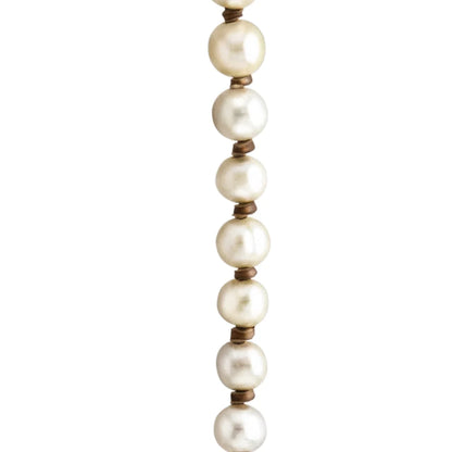 Collar de 45cm de piel canguro, con perlas blancas japones 8-10mm - Joyería y bisutería fina