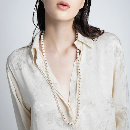 Collar de 45cm de piel canguro, con perlas blancas japones 8-10mm - Joyería y bisutería fina