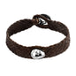 Pulsera de piel natural de borrego en trenza plana de 8 hilos con perlas y broche en baño de rodio - Joyería y bisutería fina