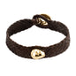 Pulsera de piel natural de borrego en trenza plana de 8 hilos con perlas y broche en baño de oro de 22K - Joyería y bisutería fina