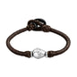 Pulsera de piel natural de borrego en trenza recorrida de 4 hilos con perla, detalles y broche en baño de rodio - Joyería y bisutería fina
