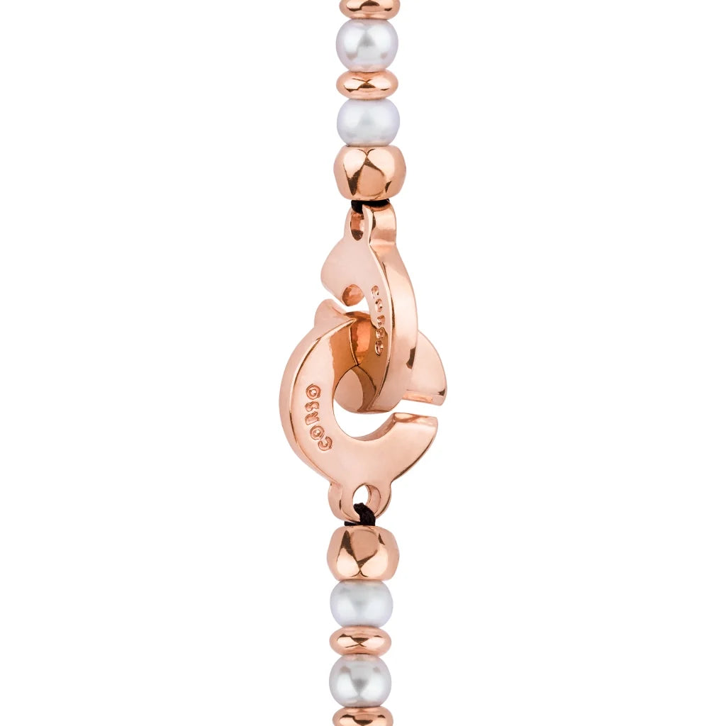 Collar de 53cm en baño de oro 22K, oro rosa 22K o rodio, con perlas japonesas de 5mm, cuenta de dona y perla central - Joyería y bisutería fina