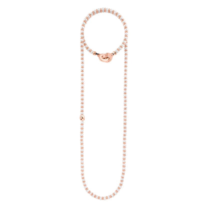 Collar de 53cm en baño de oro 22K, oro rosa 22K o rodio, con perlas japonesas de 5mm, cuenta de dona y perla central - Joyería y bisutería fina