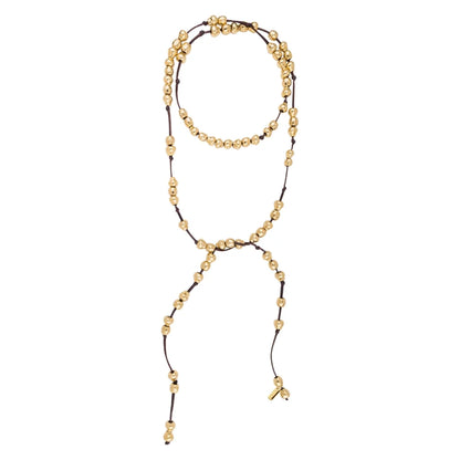 Collar en piel de canguro con 79 perlas en baño de oro de 22K - Joyería y bisutería fina
