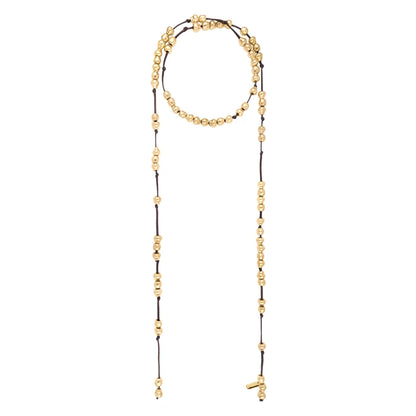 Collar en piel de canguro con 79 perlas en baño de oro de 22K - Joyería y bisutería fina
