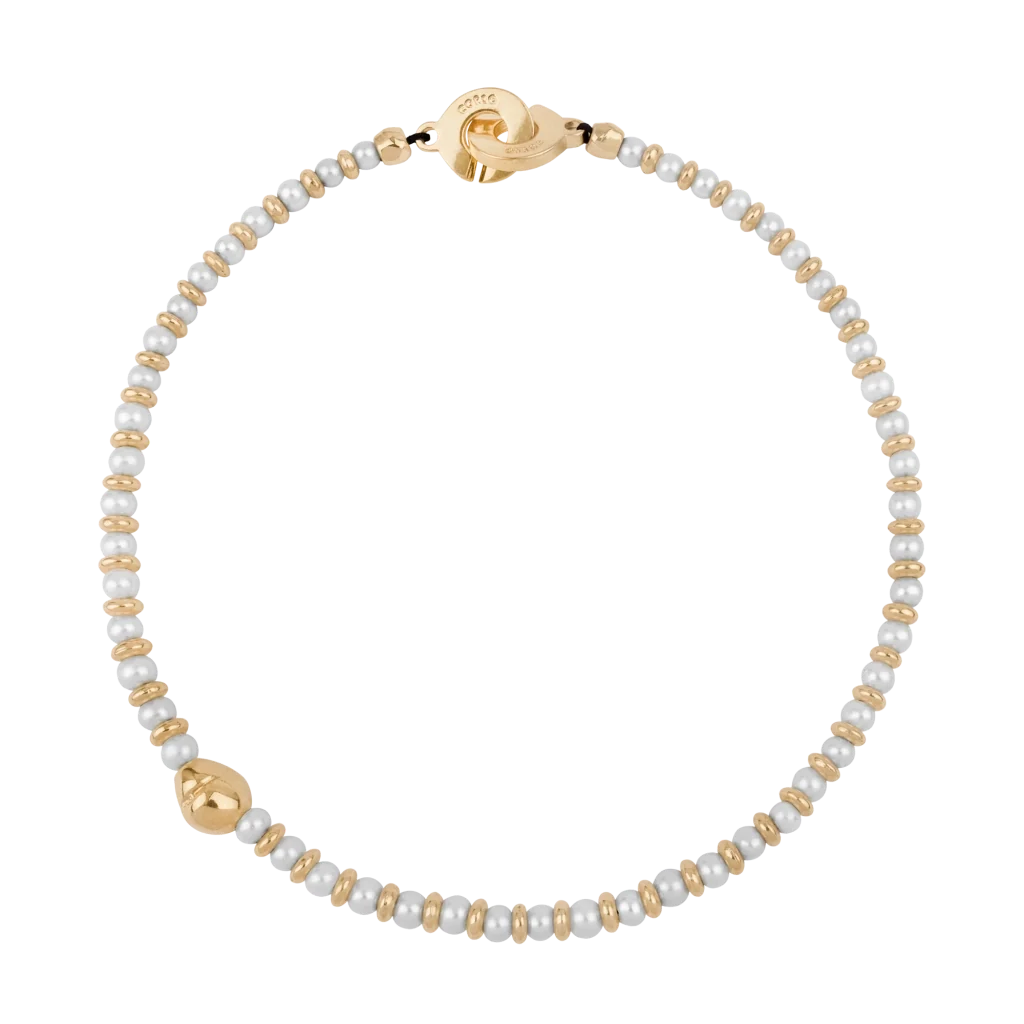 Collar choker en baño de oro 22K, oro rosa 22K o rodio, con perlas japonesas de 5mm, cuenta de dona y perla central - Joyería y bisutería fina