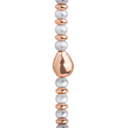 Collar choker en baño de oro 22K, oro rosa 22K o rodio, con perlas japonesas de 5mm, cuenta de dona y perla central - Joyería y bisutería fina