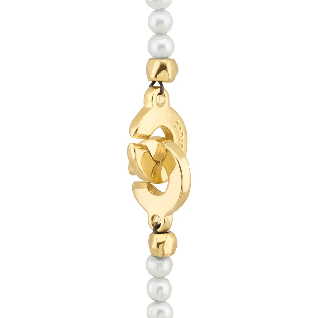 Collar con dije de pluma en baño de oro 22K, rodio u oro rosa 22K con perlas japonesas de 5mm incrustadas con 54.5cm de largo - Joyería y bisutería fina