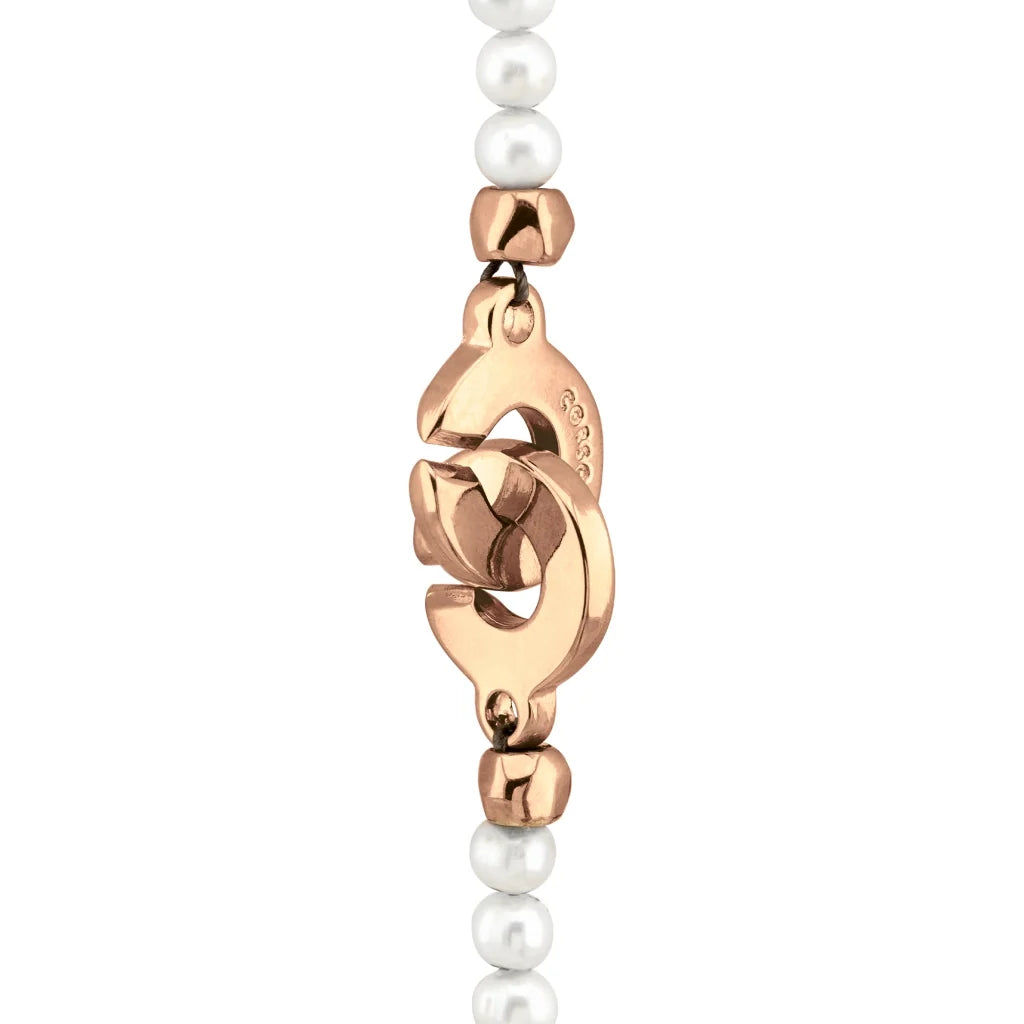 Collar con dije de pluma en baño de oro 22K, rodio u oro rosa 22K con perlas japonesas de 5mm incrustadas con 54.5cm de largo - Joyería y bisutería fina