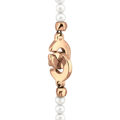 Collar con dije de pluma en baño de oro 22K, rodio u oro rosa 22K con perlas japonesas de 5mm incrustadas con 54.5cm de largo - Joyería y bisutería fina