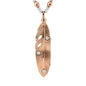 Collar con dije de pluma en baño de oro 22K, rodio u oro rosa 22K con perlas japonesas de 5mm incrustadas con 54.5cm de largo - Joyería y bisutería fina