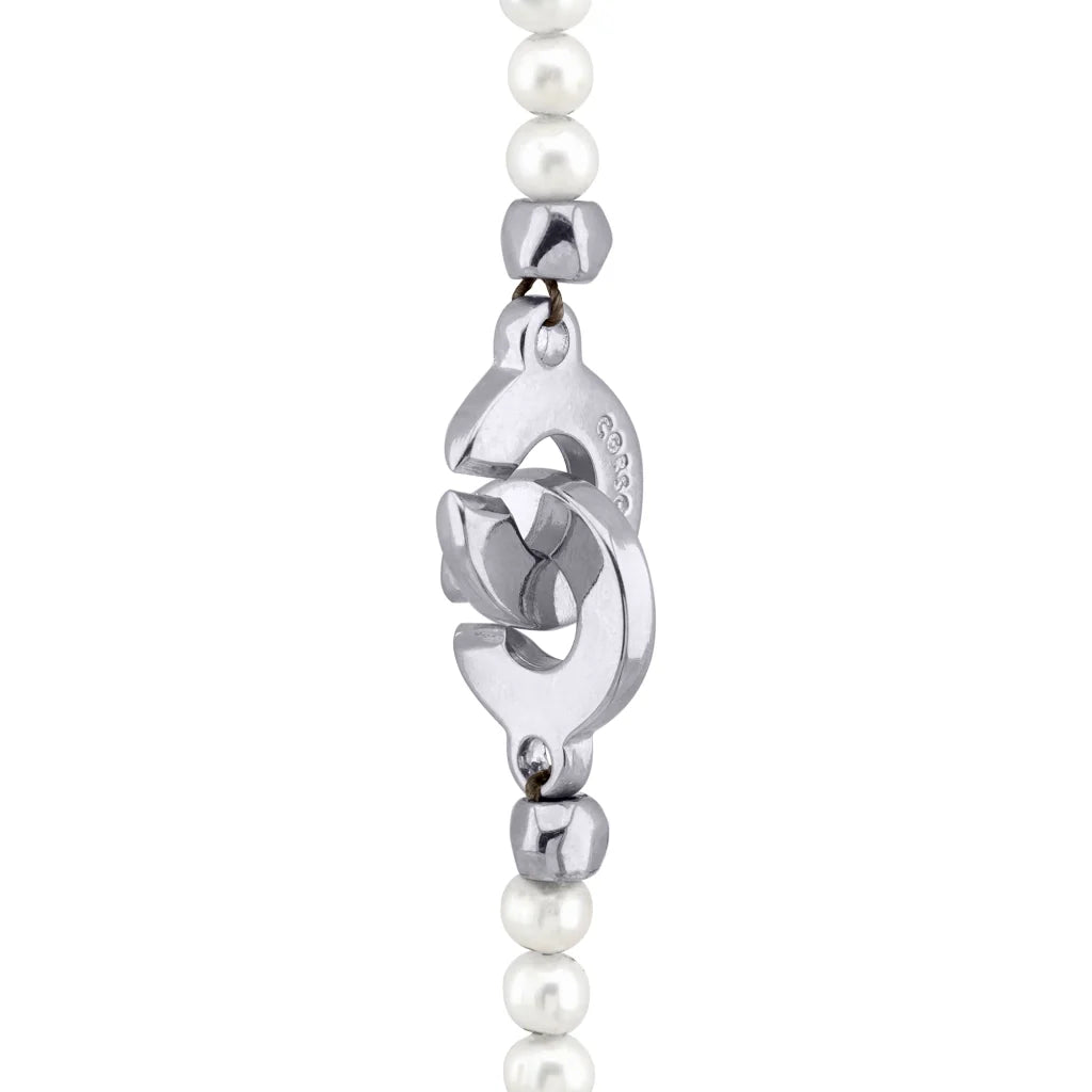 Collar con dije de pluma en baño de oro 22K, rodio u oro rosa 22K con perlas japonesas de 5mm incrustadas con 54.5cm de largo - Joyería y bisutería fina