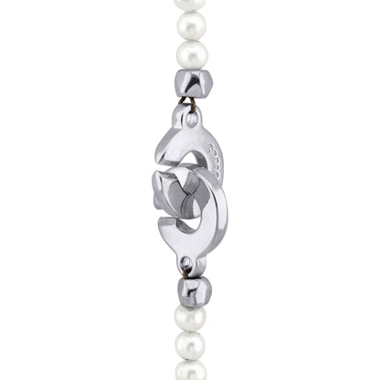 Collar con dije de pluma en baño de oro 22K, rodio u oro rosa 22K con perlas japonesas de 5mm incrustadas con 54.5cm de largo - Joyería y bisutería fina