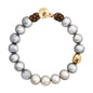 Pulsera con perlas japonesas y tahitianas, trenzada con detalles en baño de Oro 22K - Joyería y bisutería fina