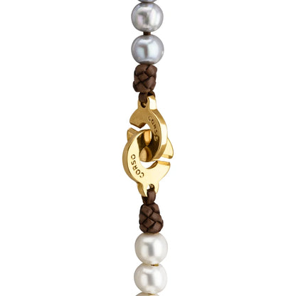 Choker Baño de Oro 22K o rodio, Perlas Japonesas, Perlas Tahitianas, piel natural de borrego - Joyería y bisutería fina