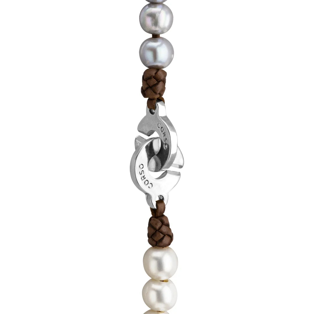 Choker Baño de Oro 22K o rodio, Perlas Japonesas, Perlas Tahitianas, piel natural de borrego - Joyería y bisutería fina