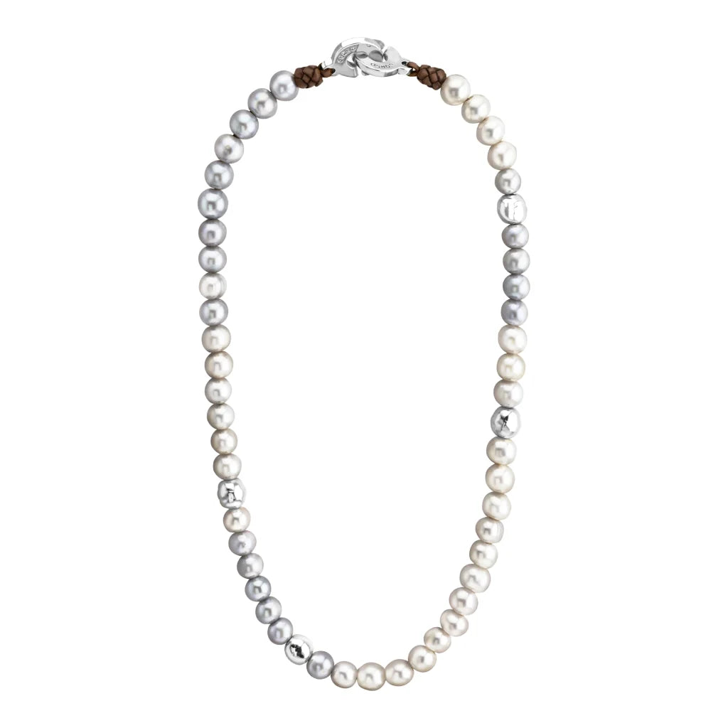 Choker Baño de Oro 22K o rodio, Perlas Japonesas, Perlas Tahitianas, piel natural de borrego - Joyería y bisutería fina