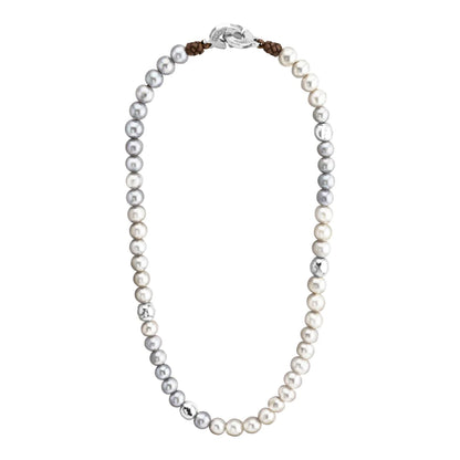 Choker Baño de Oro 22K o rodio, Perlas Japonesas, Perlas Tahitianas, piel natural de borrego - Joyería y bisutería fina