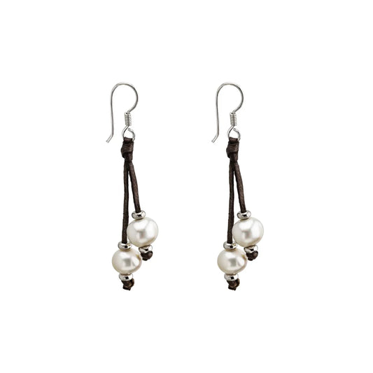 Aretes de 4.5cm de plata esterlina .925  con 2 perlas japonesas 8-10mm - Joyería y bisutería fina