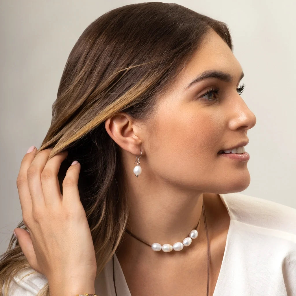 Aretes de plata .925 esterlina con perla japonesa 8-10mm - Joyería y bisutería fina