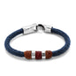 Pulsera para hombre, elaborada con piel natural de borrego trenzada, nudos de piel trenzados en diferentes tonos, cilindros y broche en terminado acero - Joyería y bisutería fina