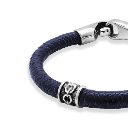 Pulsera de piel natural de borrego en trenza de 8 hilos, con broche y terminado en acero - Joyería y bisutería fina