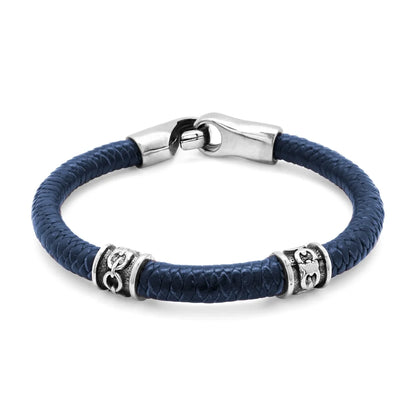Pulsera de piel natural de borrego en trenza de 8 hilos, con broche y terminado en acero - Joyería y bisutería fina
