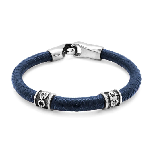 Pulsera de piel natural de borrego en trenza de 8 hilos, con broche y terminado en acero - Joyería y bisutería fina