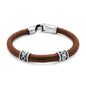 Pulsera de piel natural de borrego en trenza de 8 hilos, con broche y terminado en acero - Joyería y bisutería fina