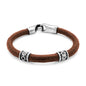Pulsera de piel natural de borrego en trenza de 8 hilos, con broche y terminado en acero - Joyería y bisutería fina
